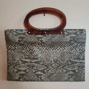 Vintage Snakeskin Foldable Vinyl Tote/Shopper Bag with Handles